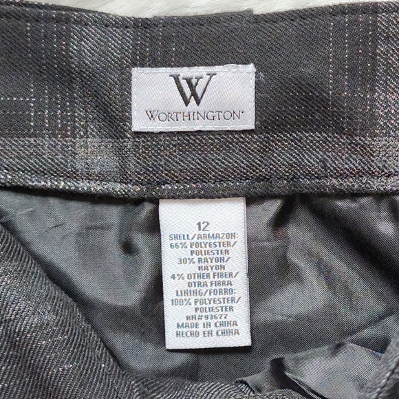 Worthington Black/Gray Plaid Skirt with Pockets Size 12 - Picture 5 of 6